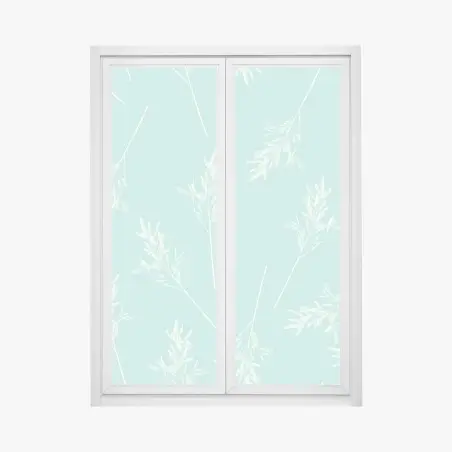 Pegatina para ventana follaje delicado sobre fondo turquesa – Pixers®