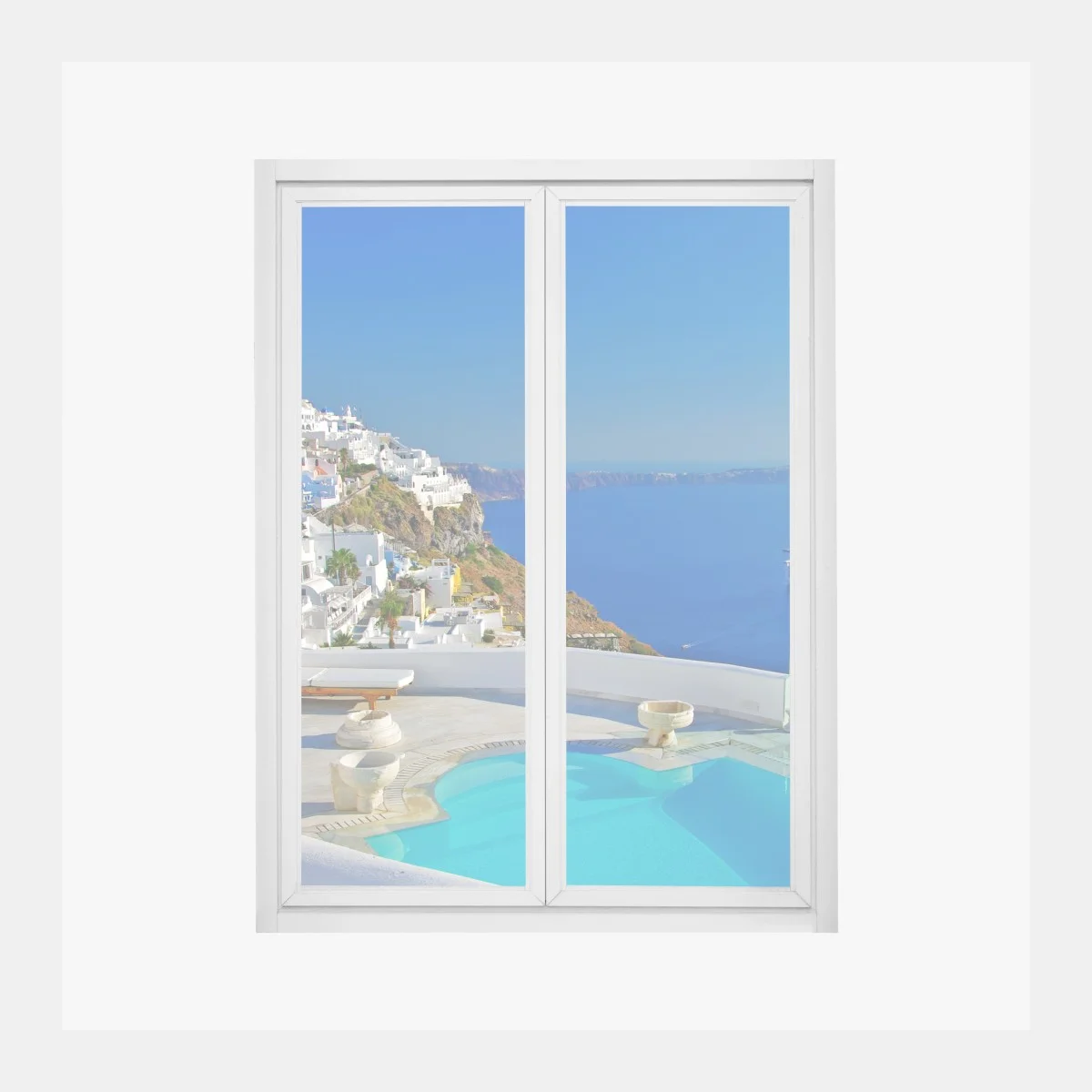 Pegatina para ventana panorámica de Santorini con piscina infinita y vistas al mar – Pixers® Pegatina para ventana panorámica de Santorini con piscina infinita y vistas al mar – Pixers®
