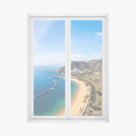 Pegatina para ventana panorámica costera de Las Teresitas, Tenerife – Pixers®