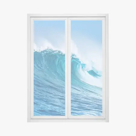 Pegatina para ventana ola poderosa del océano en azul – Pixers®
