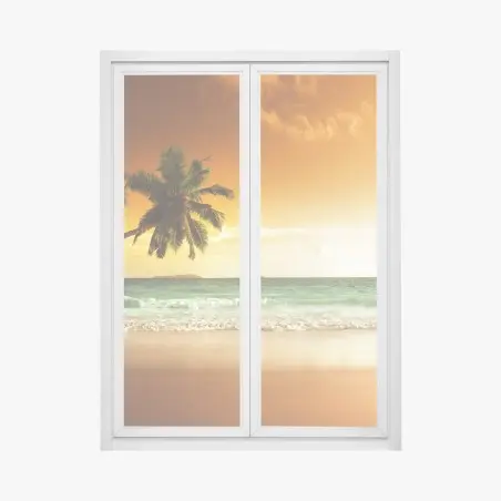 Pegatina para ventana puesta de sol tropical en el Caribe – Pixers®
