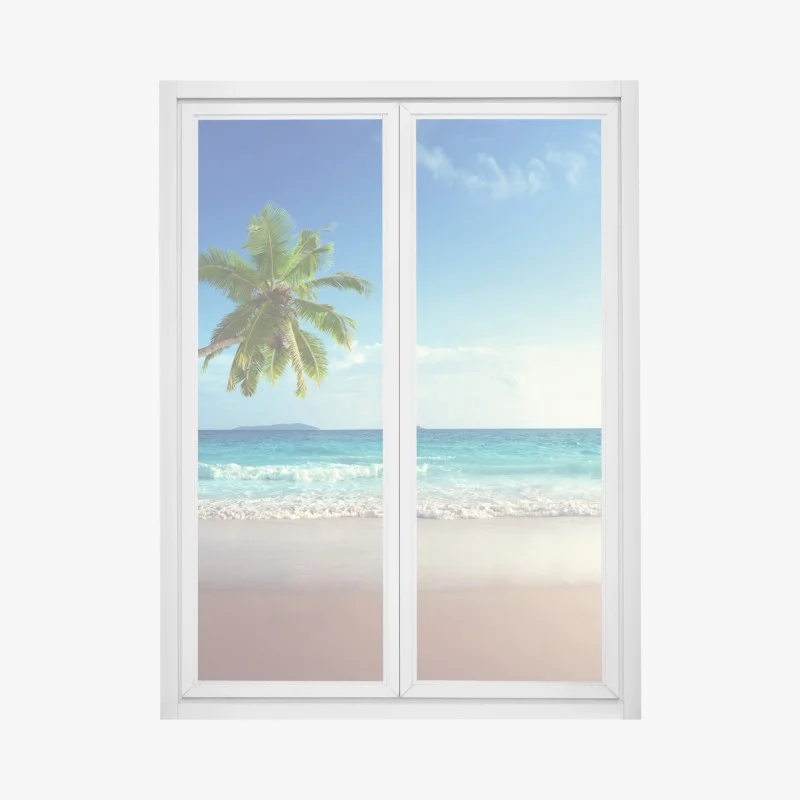Pegatina para ventana puesta de sol en la playa del Caribe
