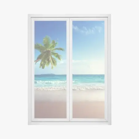 Pegatina para ventana puesta de sol en la playa del Caribe – Pixers®