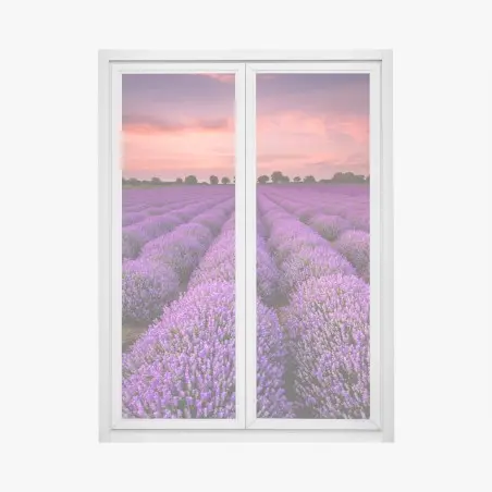 Pegatina para ventana campo de lavanda al atardecer – Pixers®