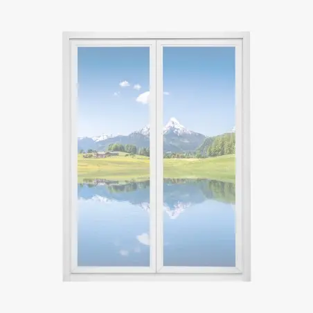 Pegatina para ventana reflejo sereno en lago de montaña – Pixers®