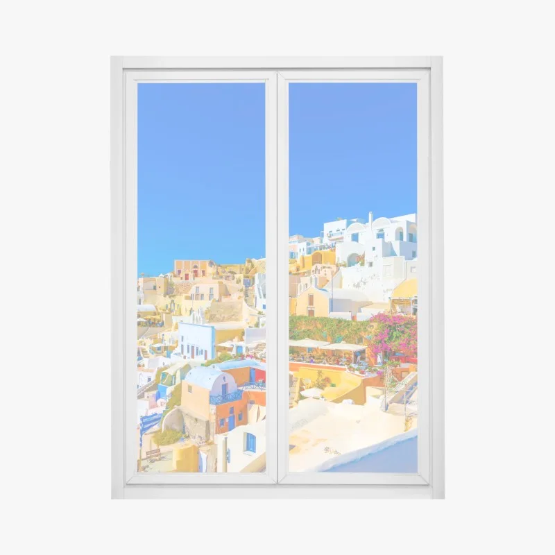Pegatina para ventana vistas panorámicas de Oia, Santorini