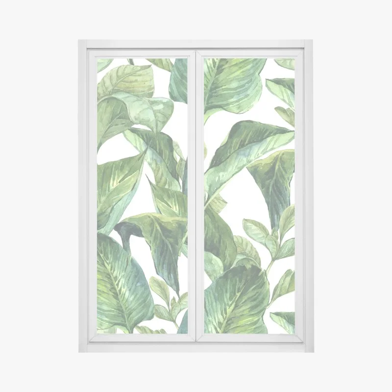 Pegatina para ventana motivo de hojas tropicales en acuarela