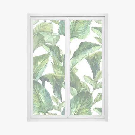 Pegatina para ventana motivo de hojas tropicales en acuarela – Pixers®
