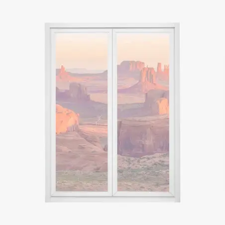 Pegatina para ventana atardecer en Monument Valley, panorámica del suroeste – Pixers®