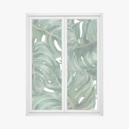 Pegatina para ventana follaje tropical de hojas de monstera – Pixers®