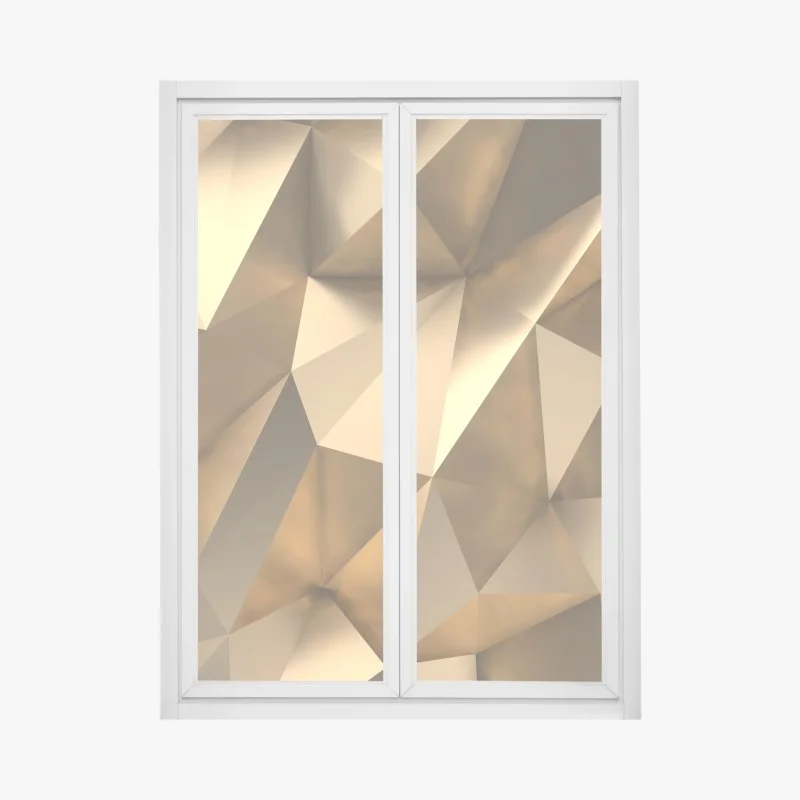 Pegatina para ventana diseño geométrico dorado y moderno