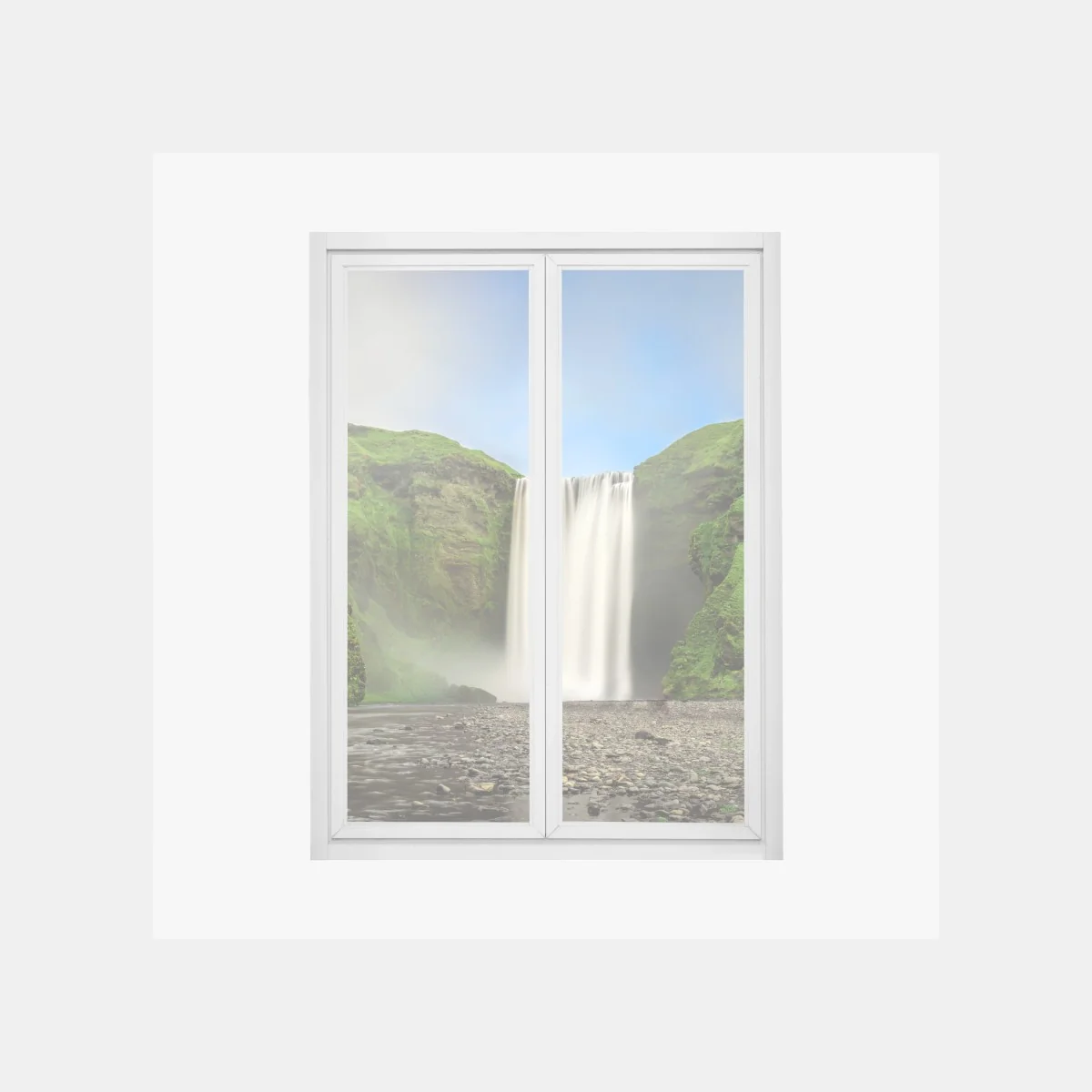 Pegatina para ventana amanecer en Skógafoss, cascada y acantilados verdes – Pixers® Pegatina para ventana amanecer en Skógafoss, cascada y acantilados verdes – Pixers®