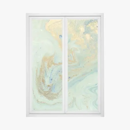 Pegatina para ventana marmolado marino en turquesa y dorado – Pixers®