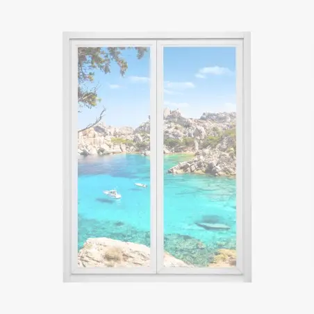 Pegatina para ventana paisaje costero de aguas turquesas – Pixers®
