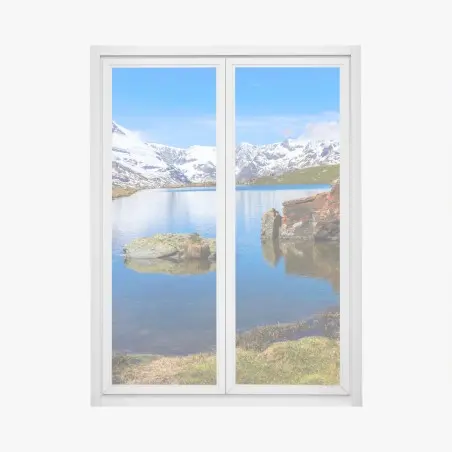 Pegatina para ventana reflejo del Matterhorn en el lago Stellisee – Pixers®