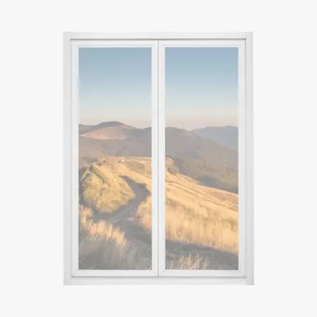 Pegatina para ventana sendero entre colinas doradas al amanecer – Pixers®