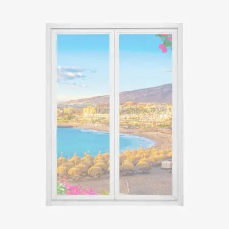Pegatina para ventana paisaje playero en Torviscas, Tenerife – Pixers®