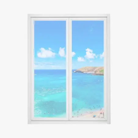 Pegatina para ventana bahía de aguas turquesas y cielo azul – Pixers®