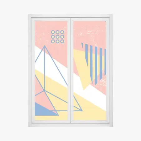 Pegatina para ventana composición geométrica en tonos pastel – Pixers®