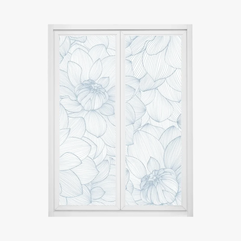 Pegatina para ventana patrón floral lineal azul