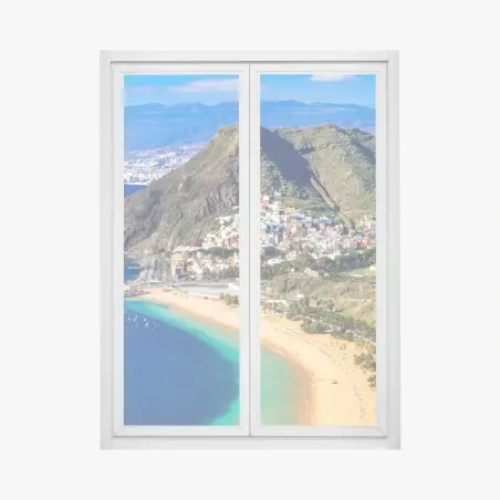 Pegatina para ventana vistas costeras y playa dorada – Pixers®