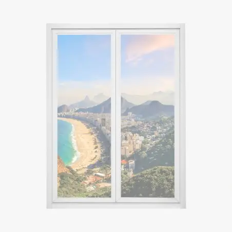 Pegatina para ventana panorámica de Copacabana e Ipanema al atardecer – Pixers®