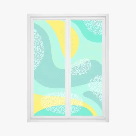 Pegatina para ventana diseño abstracto en tonos turquesa y amarillo – Pixers®