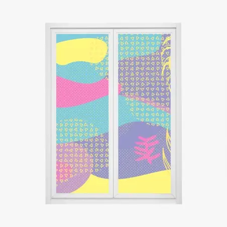 Pegatina para ventana explosión de colores y formas abstractas – Pixers®