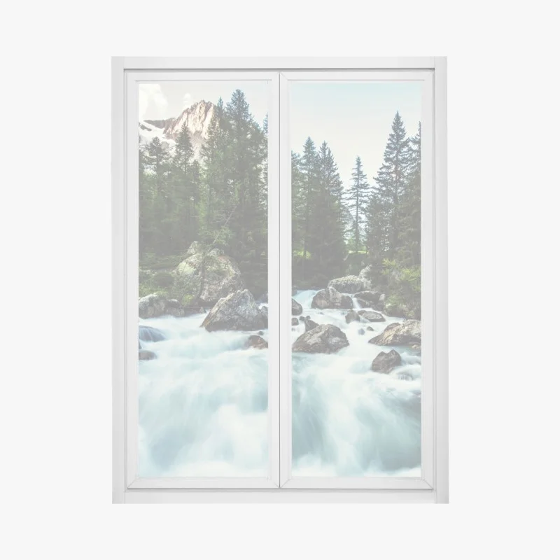 Pegatina para ventana río alpino en Valle Ferret, Italia