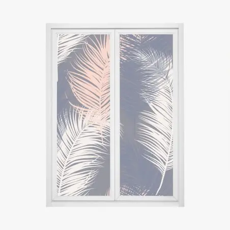 Pegatina para ventana patrón de plumas elegante en rosa y azul marino – Pixers®