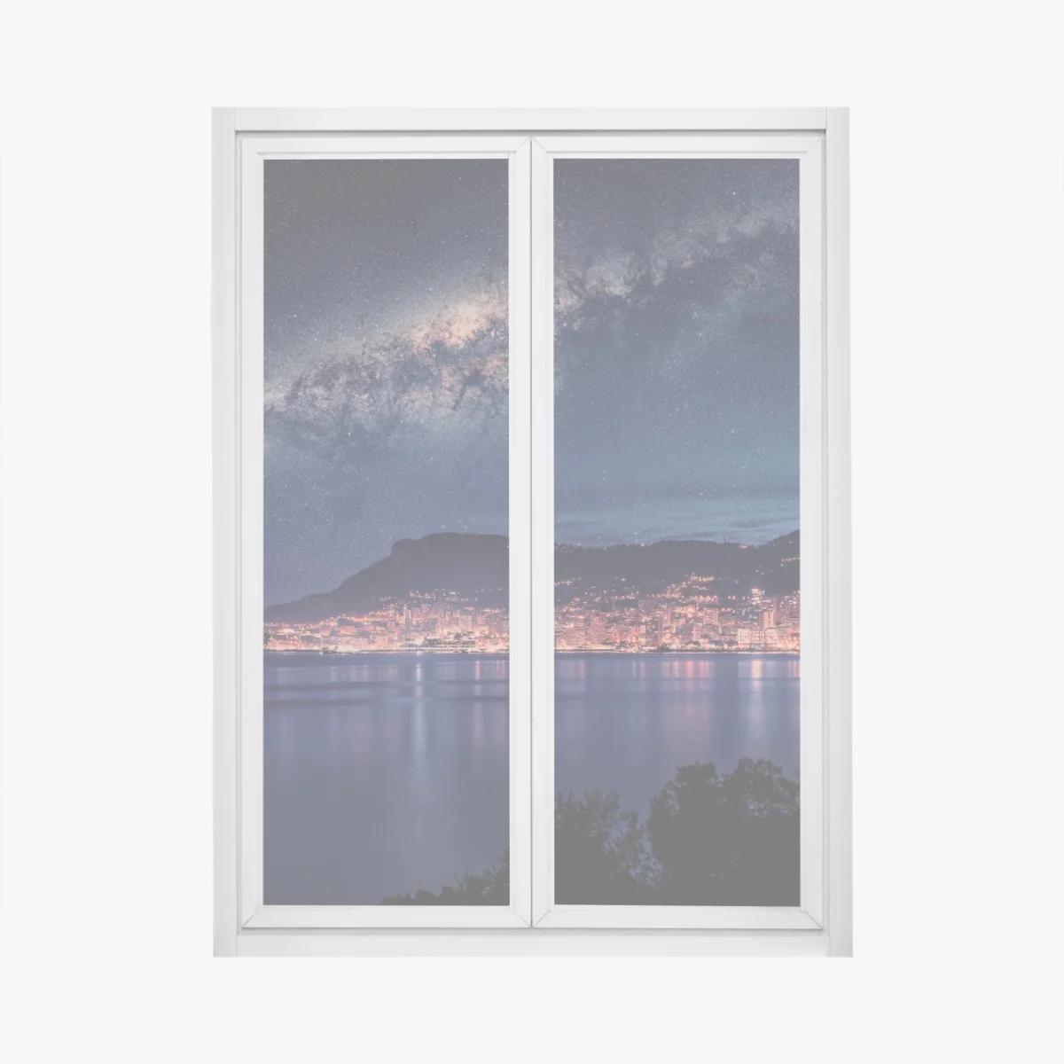 Pegatina para ventana vía láctea sobre ciudad costera iluminada – Pixers® Pegatina para ventana vía láctea sobre ciudad costera iluminada – Pixers®