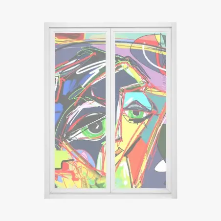 Pegatina para ventana rostro cromático abstracto – Pixers®