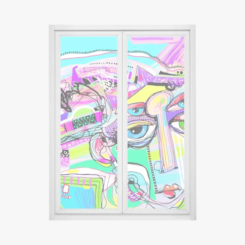 Pegatina para ventana retrato abstracto caleidoscópico