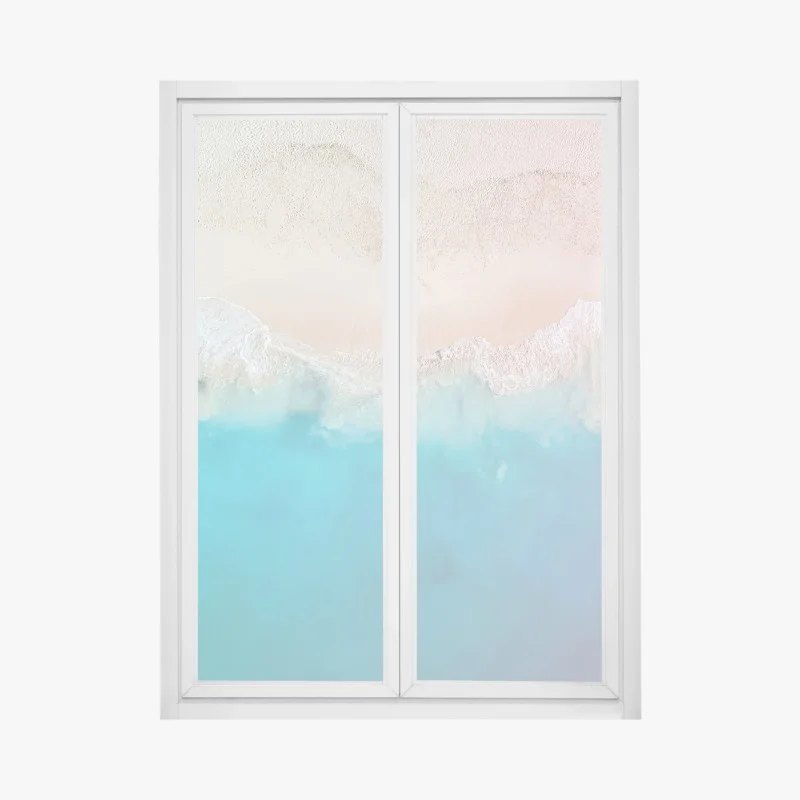 Pegatina para ventana paisaje costero en tonos pastel desde el aire – Pixers®
