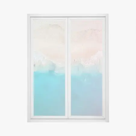 Pegatina para ventana paisaje costero en tonos pastel desde el aire – Pixers®