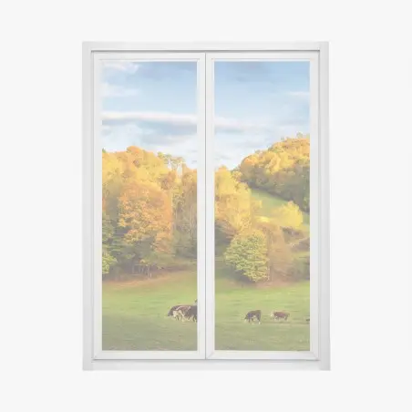 Pegatina para ventana paisaje otoñal en la granja – Pixers®
