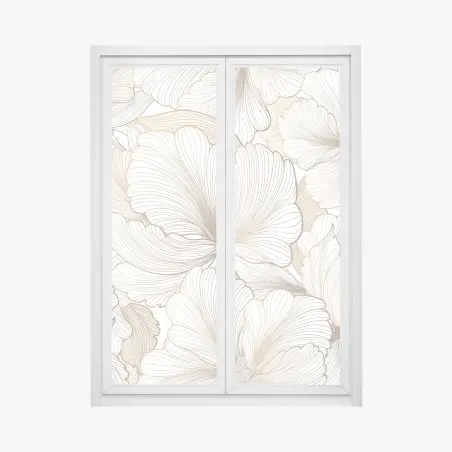 Pegatina para ventana flores de líneas finas en tonos beige – Pixers®