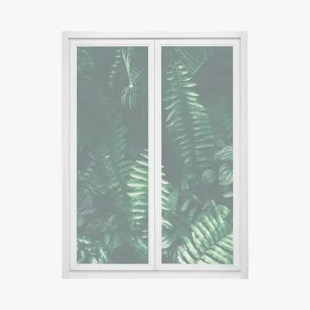 Pegatina para ventana jardín vertical de hojas tropicales en tono oscuro – Pixers®