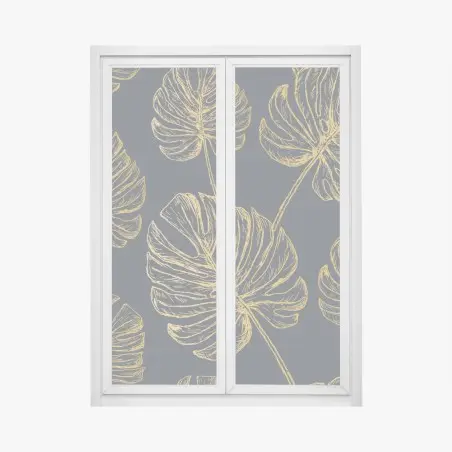 Pegatina para ventana decoración botánica con hojas de monstera doradas – Pixers®