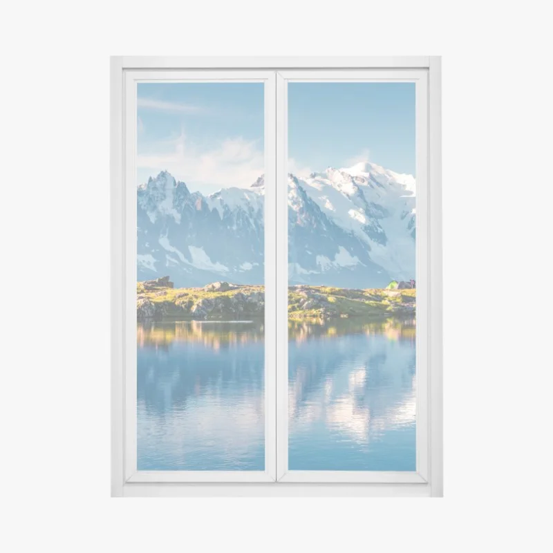 Pegatina para ventana amanecer en Lac Blanc y Mont Blanc