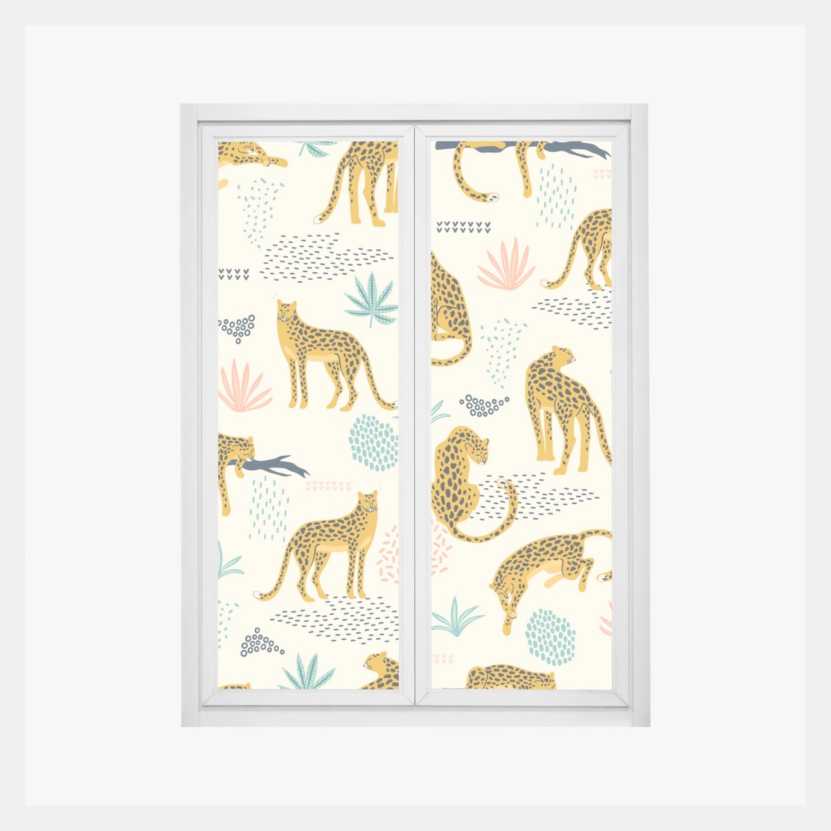 Pegatina para ventana estampado de felinos tropicales – Pixers®