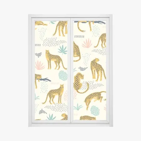 Pegatina para ventana estampado de felinos tropicales – Pixers®