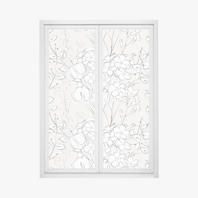 Pegatina para ventana diseño floral delicado en rosa pálido
