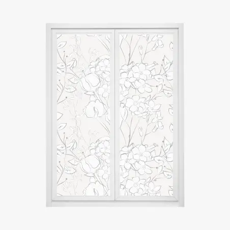 Pegatina para ventana diseño floral delicado en rosa pálido – Pixers®