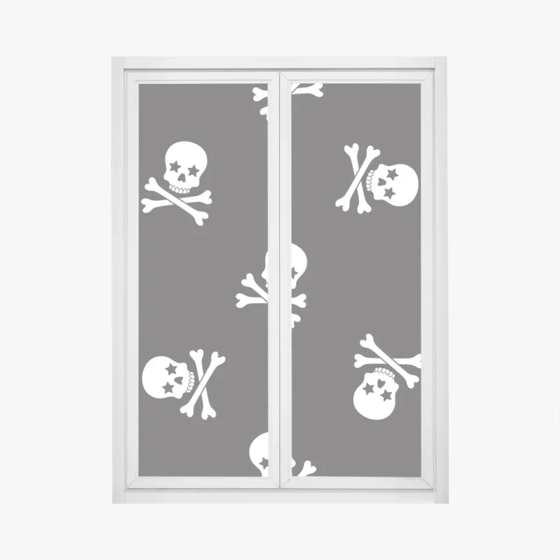 Pegatina para ventana patrón de calaveras en blanco y negro