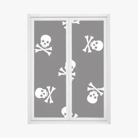 Pegatina para ventana patrón de calaveras en blanco y negro – Pixers®