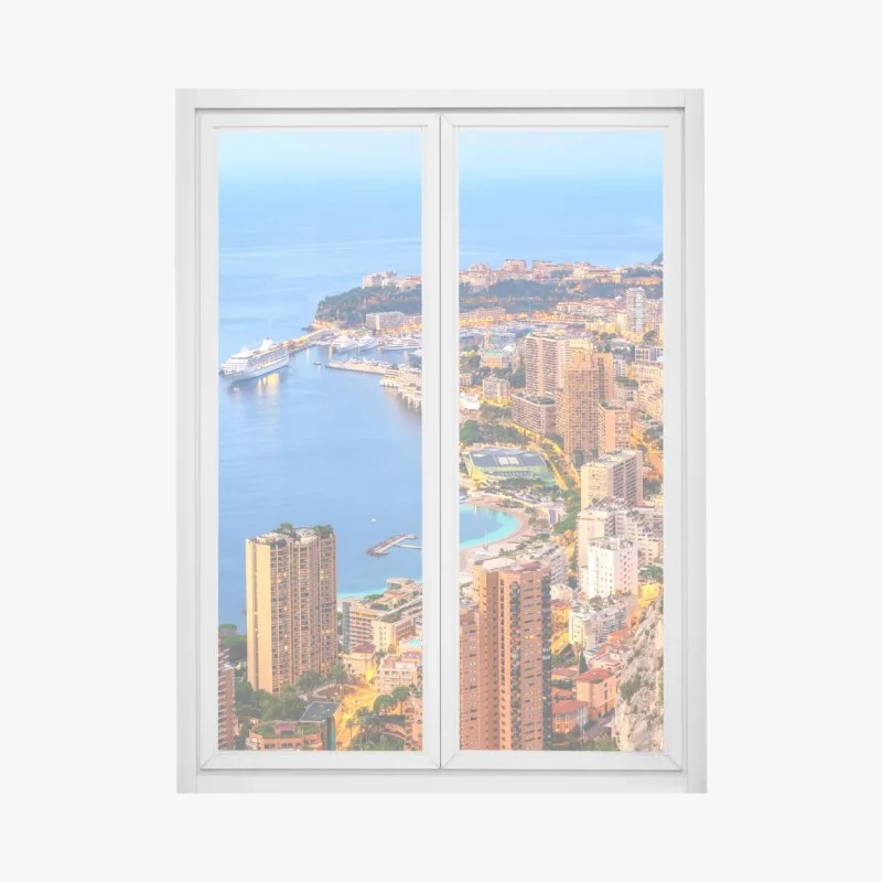 Pegatina para ventana atardecer sobre Mónaco y Montecarlo