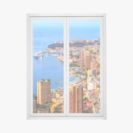 Pegatina para ventana atardecer sobre Mónaco y Montecarlo – Pixers®