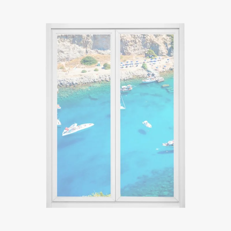 Pegatina para ventana bahía turquesa de Anthony Quinn, Rhodes
