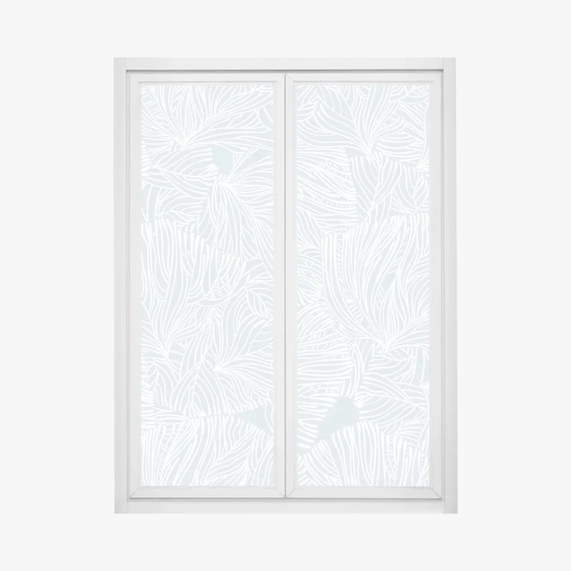 Pegatina para ventana patrón botánico en azul claro y blanco